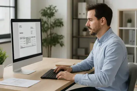 Autónomo mirando pantalla